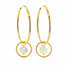 Cargar imagen en el visor de la galería, pendientes criollas grande prehnita por Bechi ulivi jewels
aros grandes bañados en oro con piedra bola prehnita