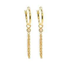 Cargar imagen en el visor de la galería, aros bañados en oro con piedra adularia por Bechi Ulivi Jewels