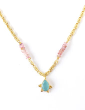 Cargar imagen en el visor de la galería, Collar Kalé calcedonia azul+ turmalina