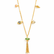 Cargar imagen en el visor de la galería, Collar Sofia 5 colgantes en onyx verde
