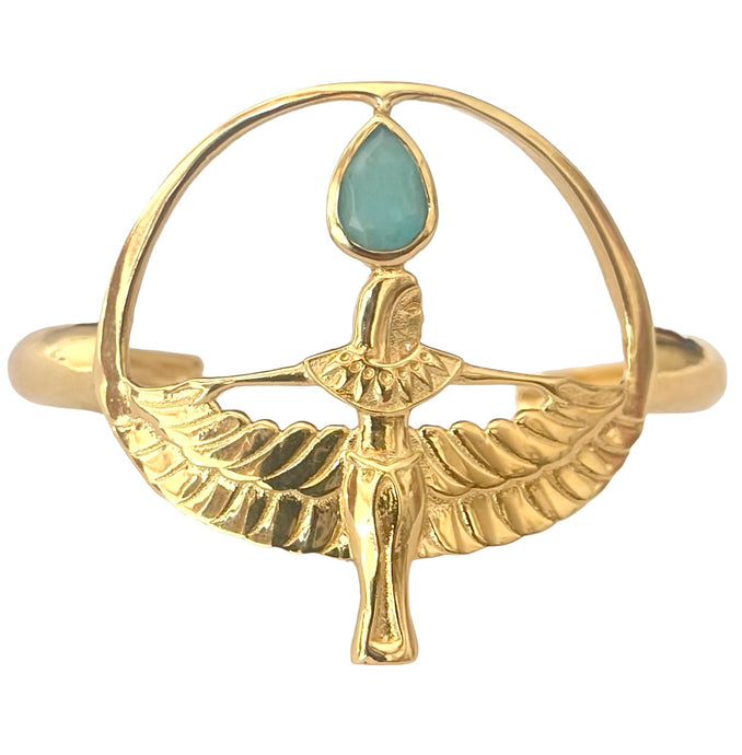Pulsera bañada en oro de isis con amazonita de Bechi Ulivi Jewels
Gold-plated Isis bracelet with amazonite by Bechi Ulivi Jewels