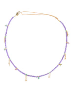 Cargar imagen en el visor de la galería, collar de bolas pequeñas de amatista con turmalinas colgando cadena bañada en oro por Bechi Ulivi Jewels
