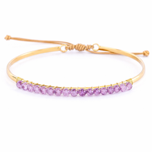 Cargar imagen en el visor de la galería, pulsera fina bañada en oro con amatista por Bechi Ulivi Jewels
