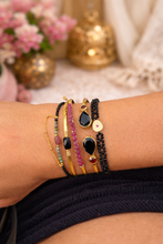 Cargar imagen en el visor de la galería, Set de pulseras finas bañadas en oro con piedras diseñadas por Bechi Ulivi Jewels
